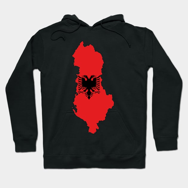 Albania Flag Map Hoodie by Historia